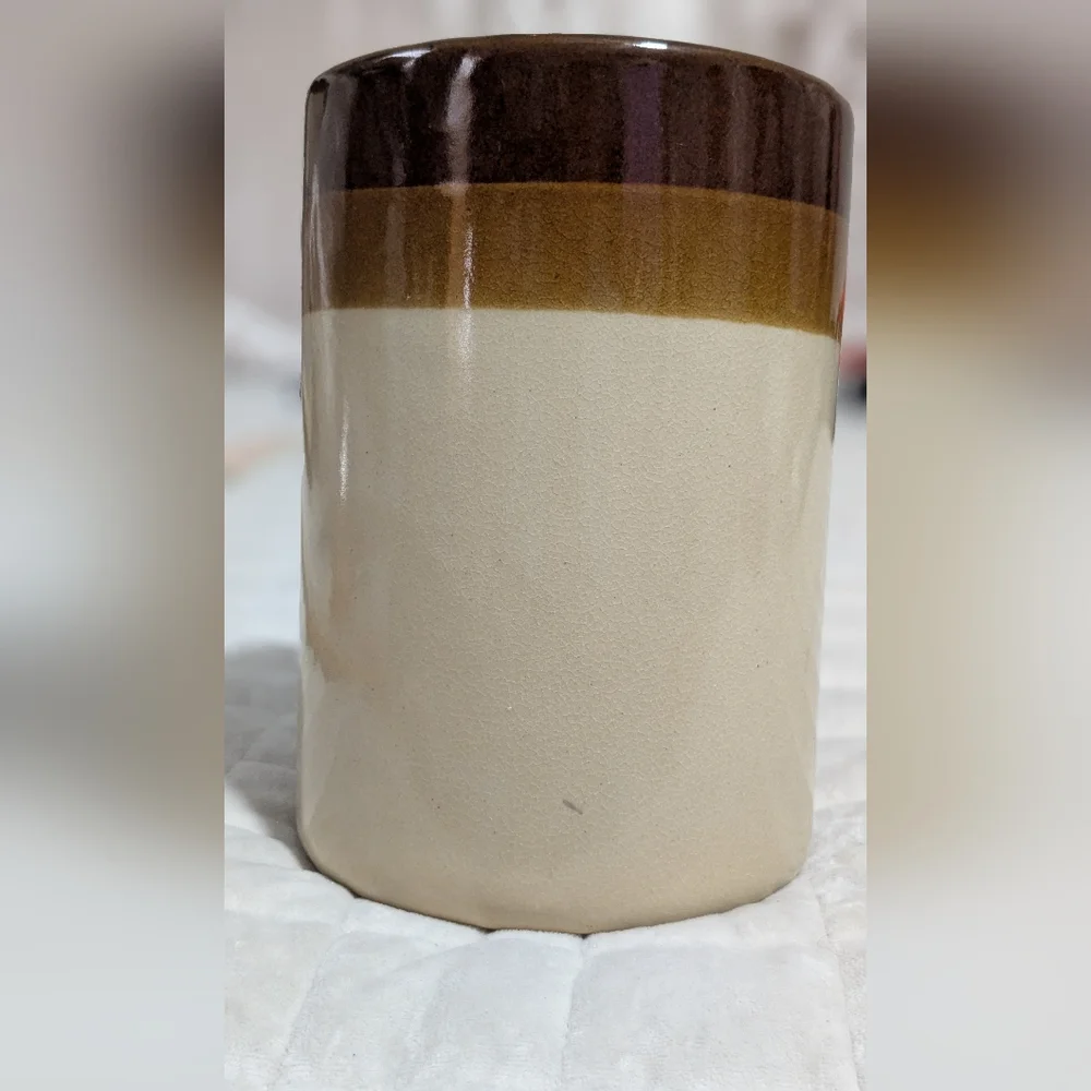 Vintage rustic 1970's Stoneware Pottery KITCHEN UTENSIL Container